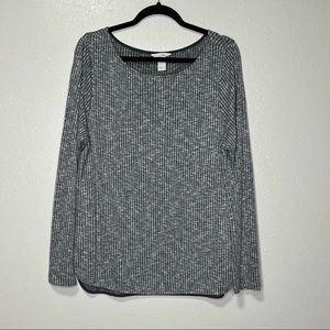 H&M Gray Ribbed Long Sleeve Tunic Top Crewneck Casual Mod Minimal Medium